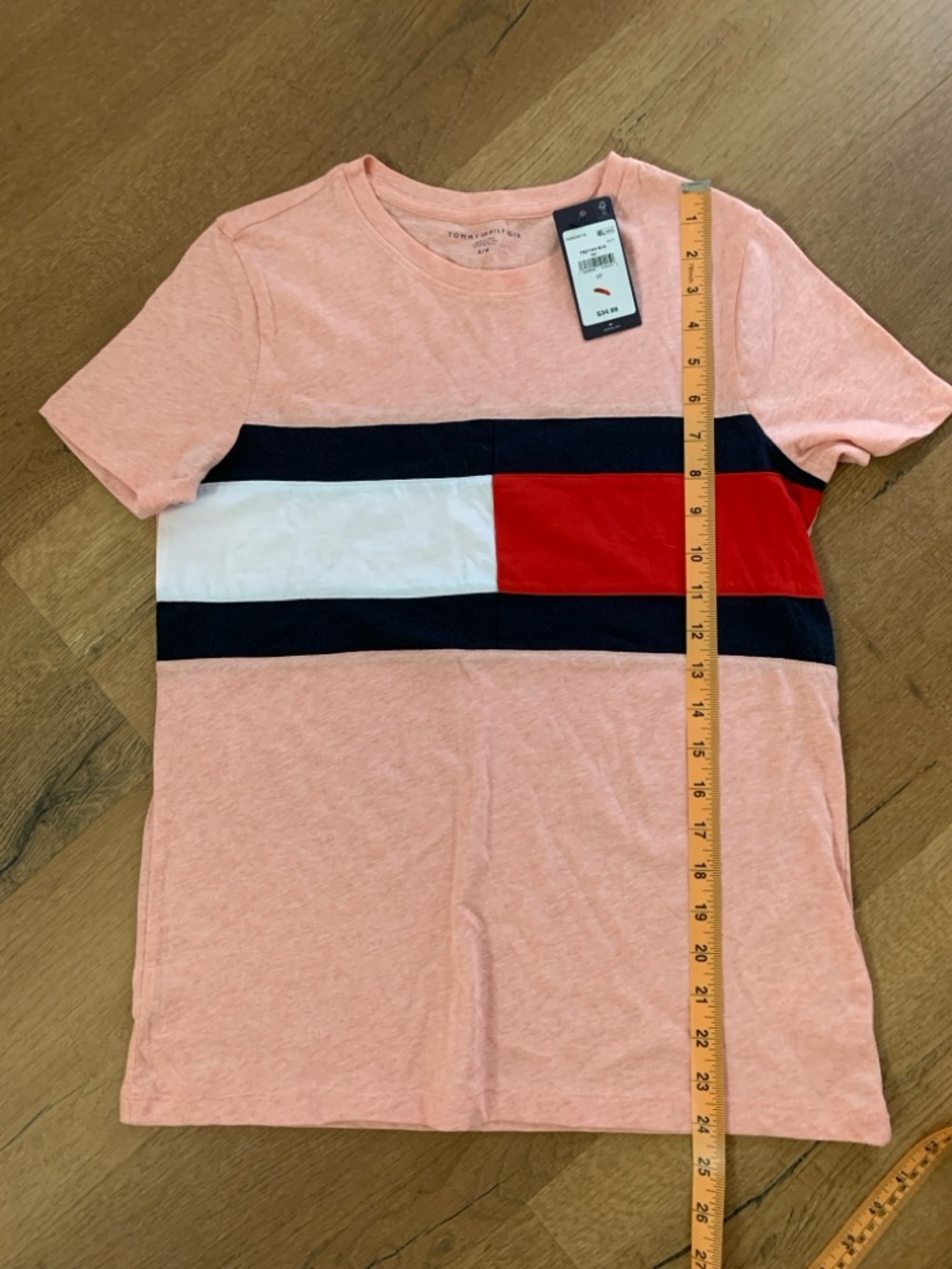 Women’s Tommy Hilfiger Pink Colorblock T-Shirt, size S - Picture 3 of 5